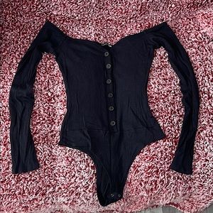off the shoulder black bodysuit